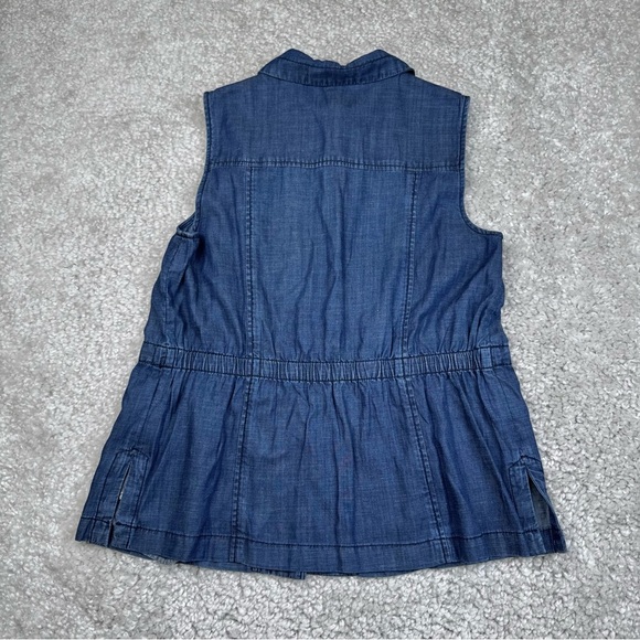 Talbots Casual Chambray Vest. Button Front Drawstring. petite medium - Picture 3 of 12
